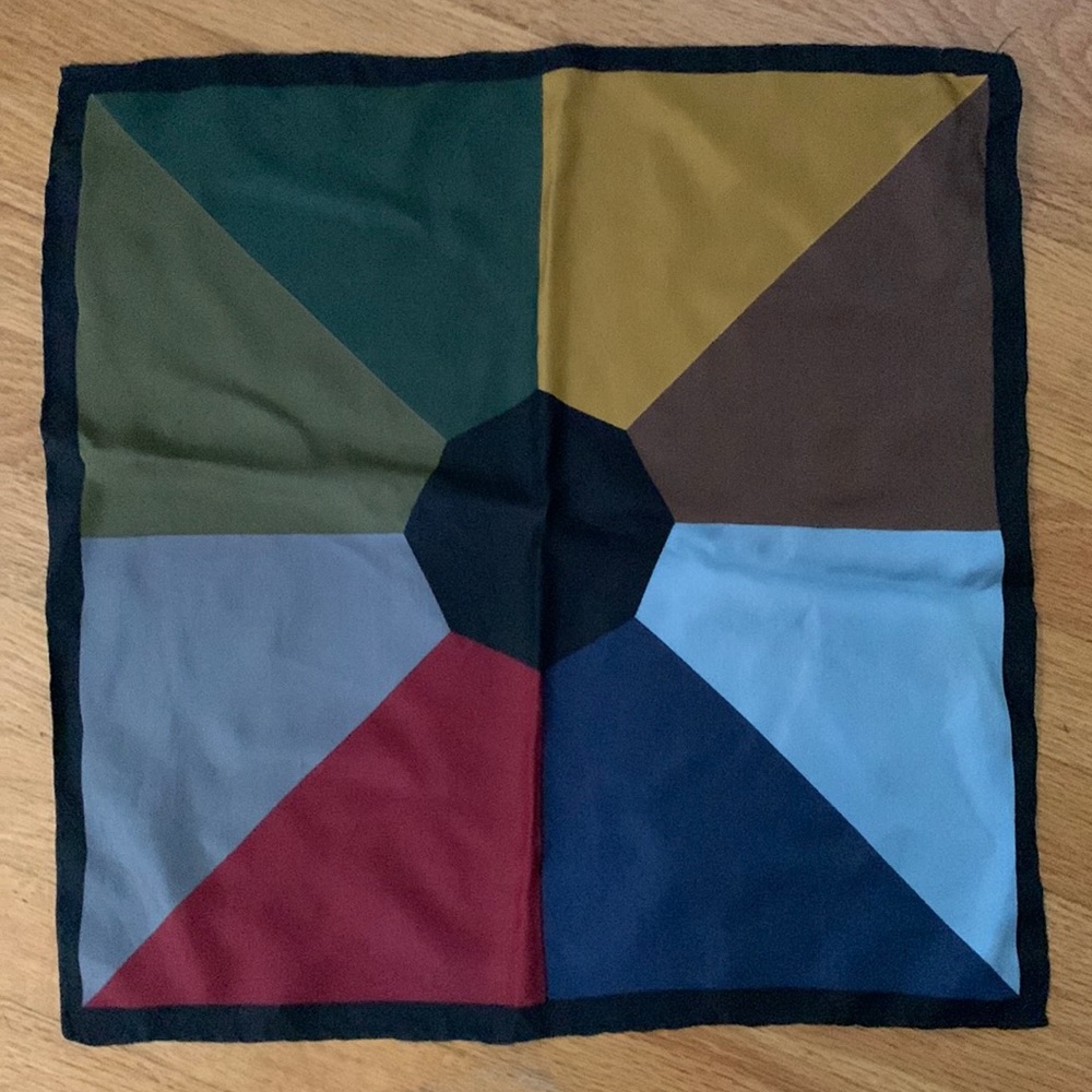 VTG Nine Color Ashear Pocket Square  All Silk Made in Italy.